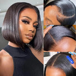 Vinisay natural black straight bob HD lace hairline close-up