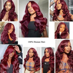 Black woman with Vinisay 99J burgundy body wave sew-in install