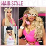 Black woman wearing Vinisay 613 blonde HD lace body wave wig