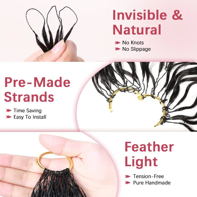Boho Feather Extensions Human Hair Burmese Curly 50 Strands Pre-Separated | Vinisay