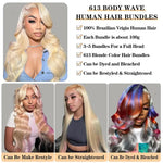 Vinisay 613 platinum blonde body wave hair color swatch