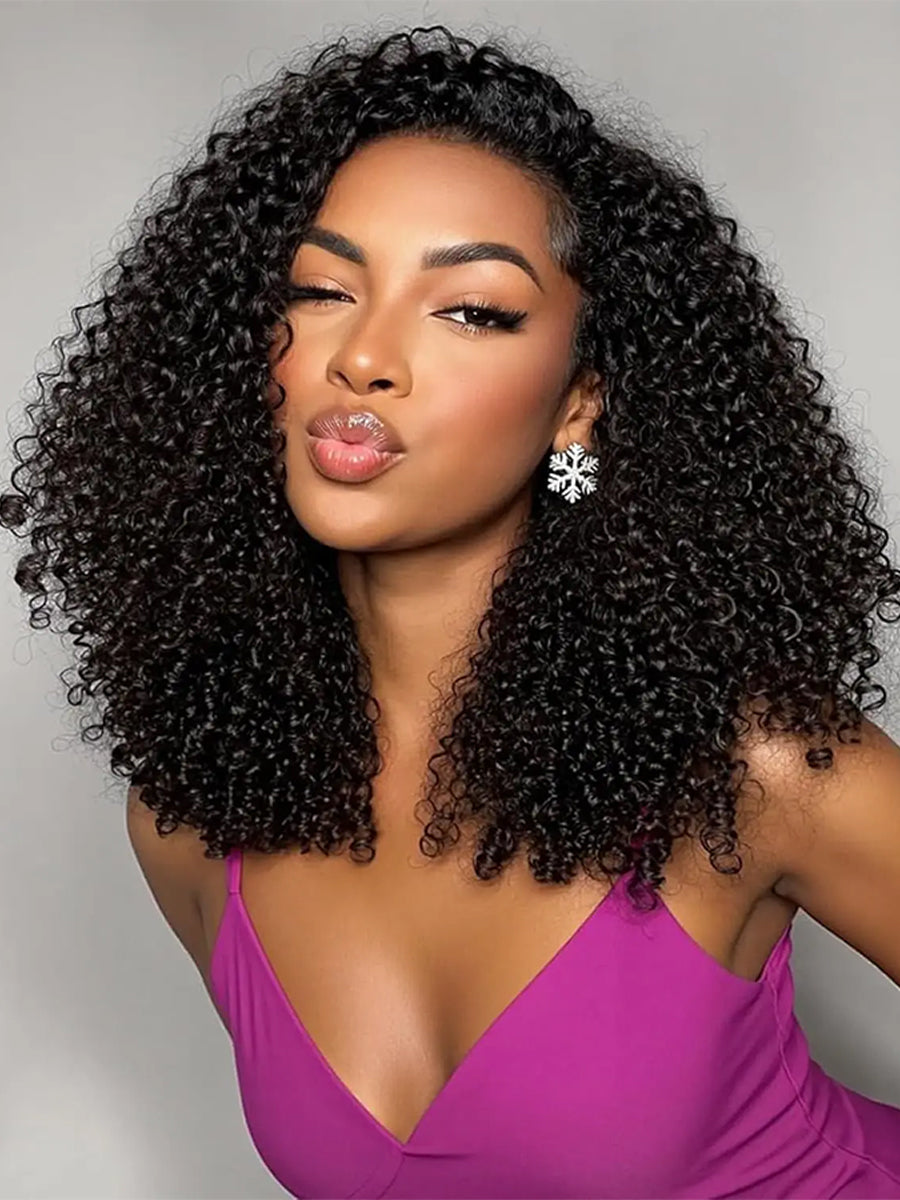 Glueless Burmese Curly Half Wig Human Hair Wear & Go No Glue Seamless Flip | Vinisay