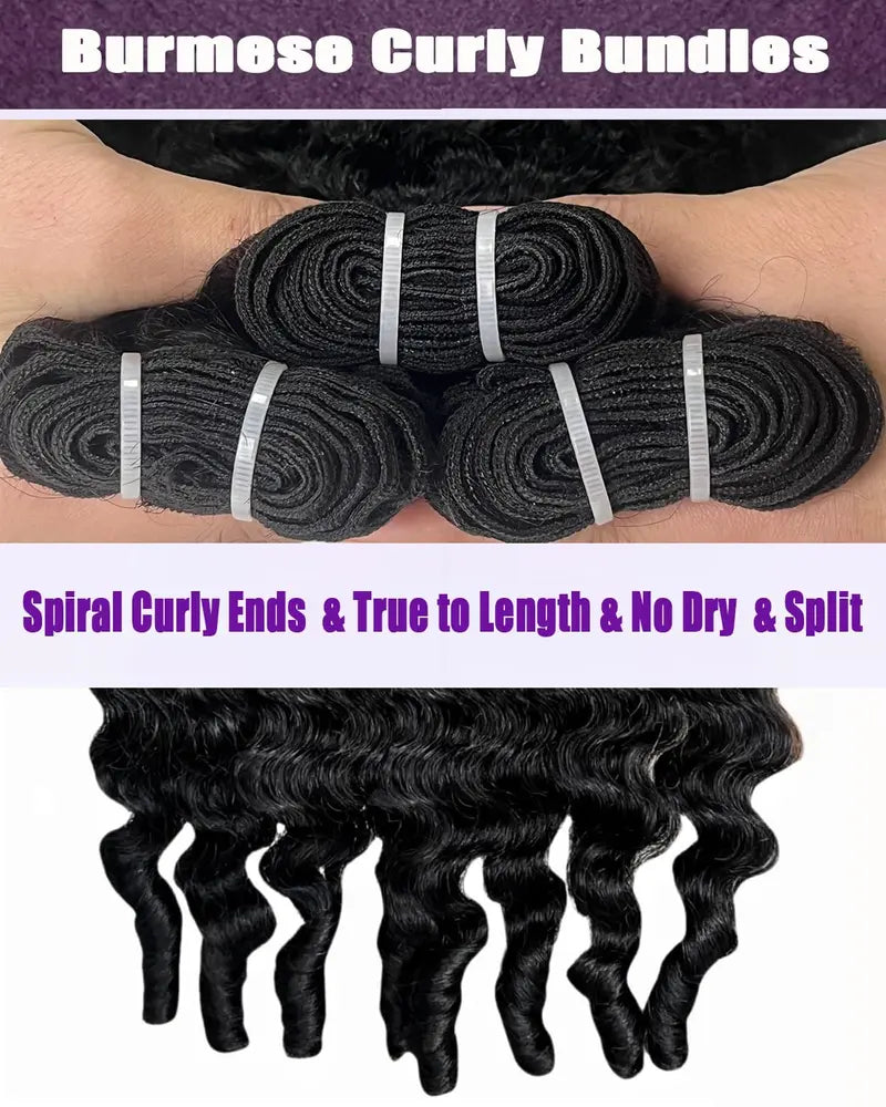 Vinisay Burmese curly hair texture close-up, tight spiral curl pattern