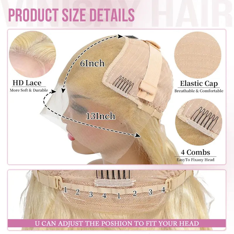 HD Lace Front Wig Straight Human Hair 613 Blonde 13x6 | Vinisay