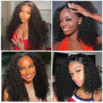 Black woman wearing Vinisay kinky curly HD lace wig, natural black