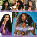 Black woman wearing Vinisay deep wave half wig, no glue install