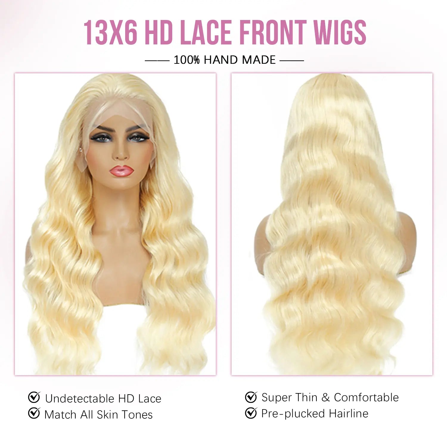 Vinisay 13x6 HD lace melting into dark skin tone, natural look