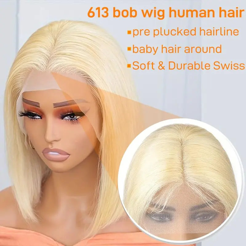 13×4 HD Lace Straight Bob Wig — #613 Blonde | Vinisay