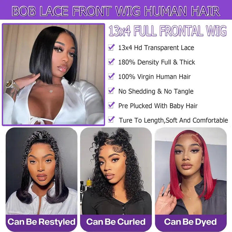 13×4 HD Lace Straight Bob Wig — Natural Black | Vinisay
