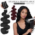  Black woman with Vinisay 16A body wave sew-in, full volume natural look